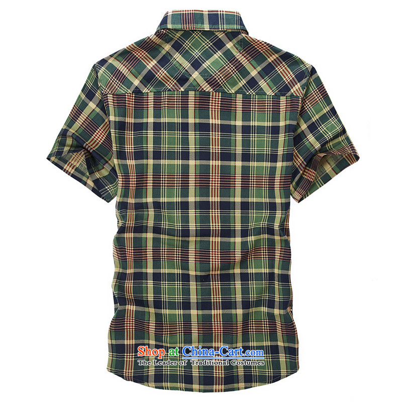 The new 2015 Shield Roma men lapel summer leisure washable shirt D5830 4XL, green Roma shield shopping on the Internet has been pressed.