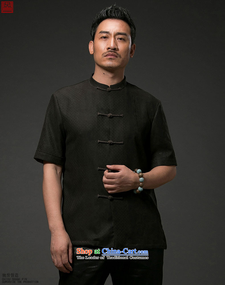 Renowned China wind men Summer Scent of silk yarn in the cloud of older men Tang dynasty Short-sleeve men casual Tang-black nation XL Photo, prices, brand platters! The elections are supplied in the national character of distribution, so action, buy now enjoy more preferential! As soon as possible.