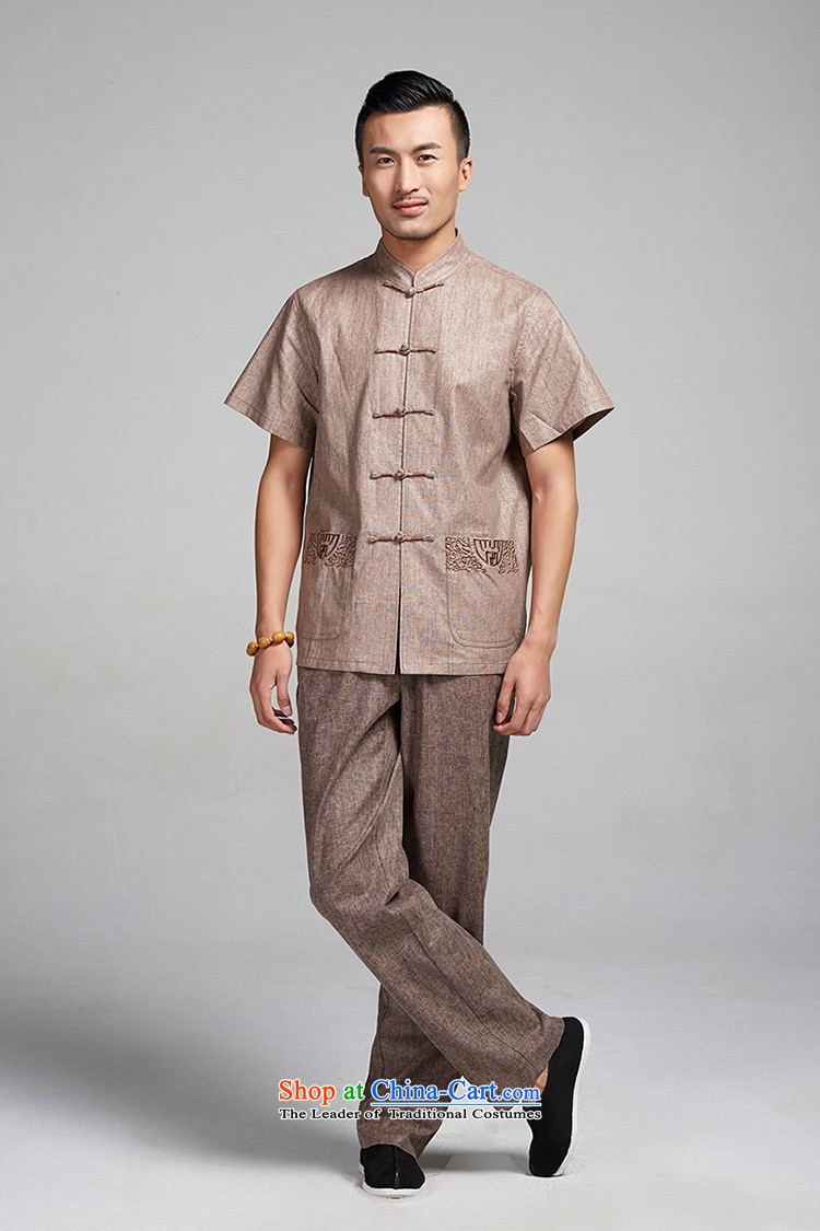 Fudo Sui-taek de 2015 linen embroidery Tang dynasty male summer short-sleeved shirt China wind men Chinese clothing dark gray XXL picture, prices, brand platters! The elections are supplied in the national character of distribution, so action, buy now enjoy more preferential! As soon as possible.