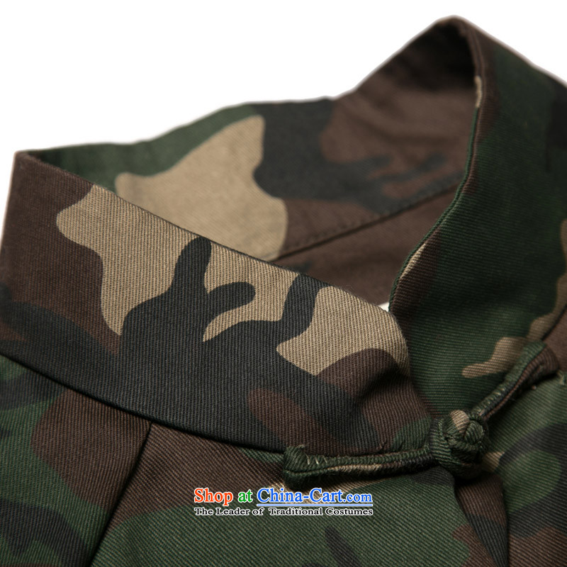 Renowned China wind camouflage Sau San Tong replacing men long-sleeved Chinese cotton linen collar stylish tray clip in color jacket personality, L, renowned (CHIYU) , , , shopping on the Internet