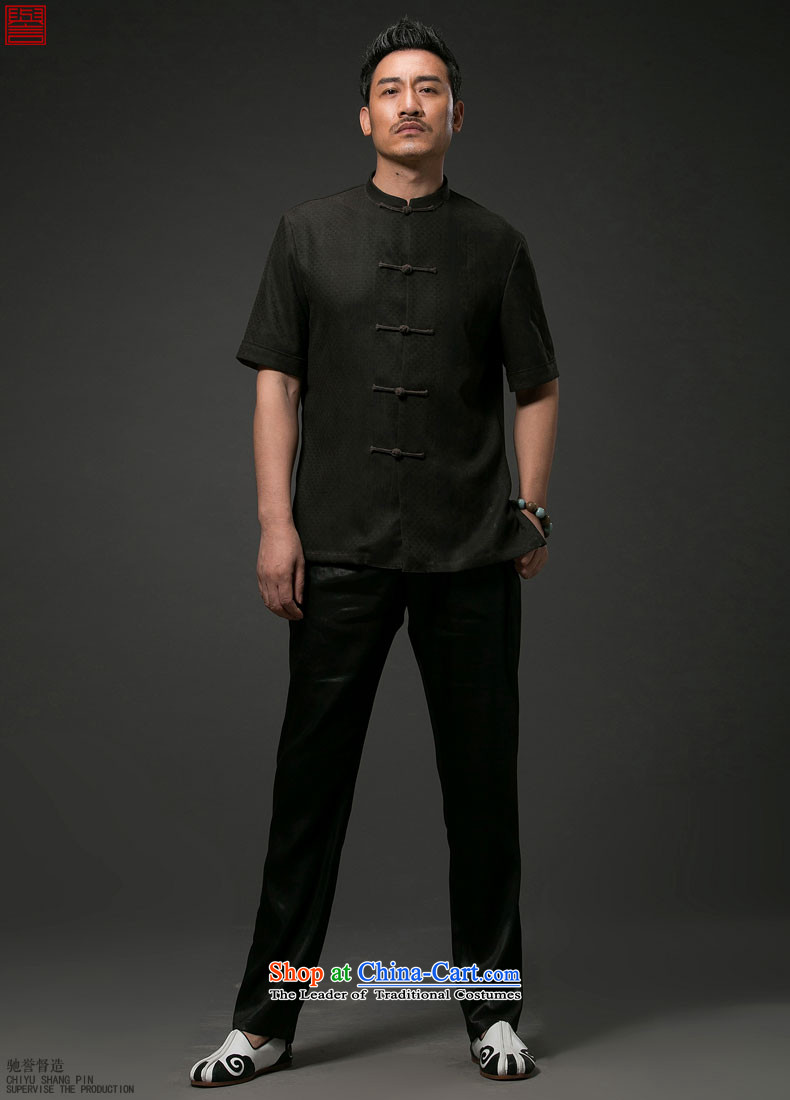 Renowned China wind men Summer Scent of silk yarn in the cloud of older men Tang dynasty Short-sleeve men casual Tang-black national 2XL Photo, prices, brand platters! The elections are supplied in the national character of distribution, so action, buy now enjoy more preferential! As soon as possible.