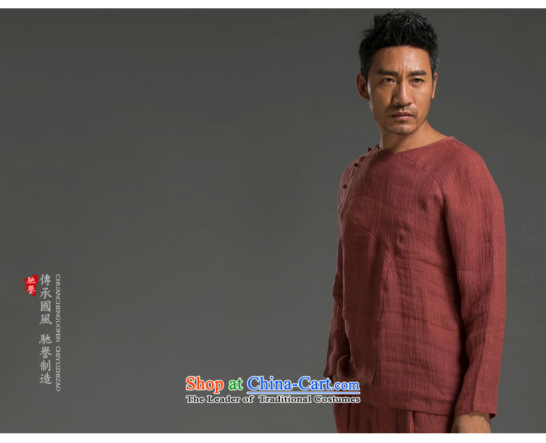 Renowned China wind autumn) Men's summer wear linen tray clip round-neck collar long-sleeved swashplate detained personality national costumes orange Large (175)Picture, prices, brand platters! The elections are supplied in the national character of distribution, so action, buy now enjoy more preferential! As soon as possible.