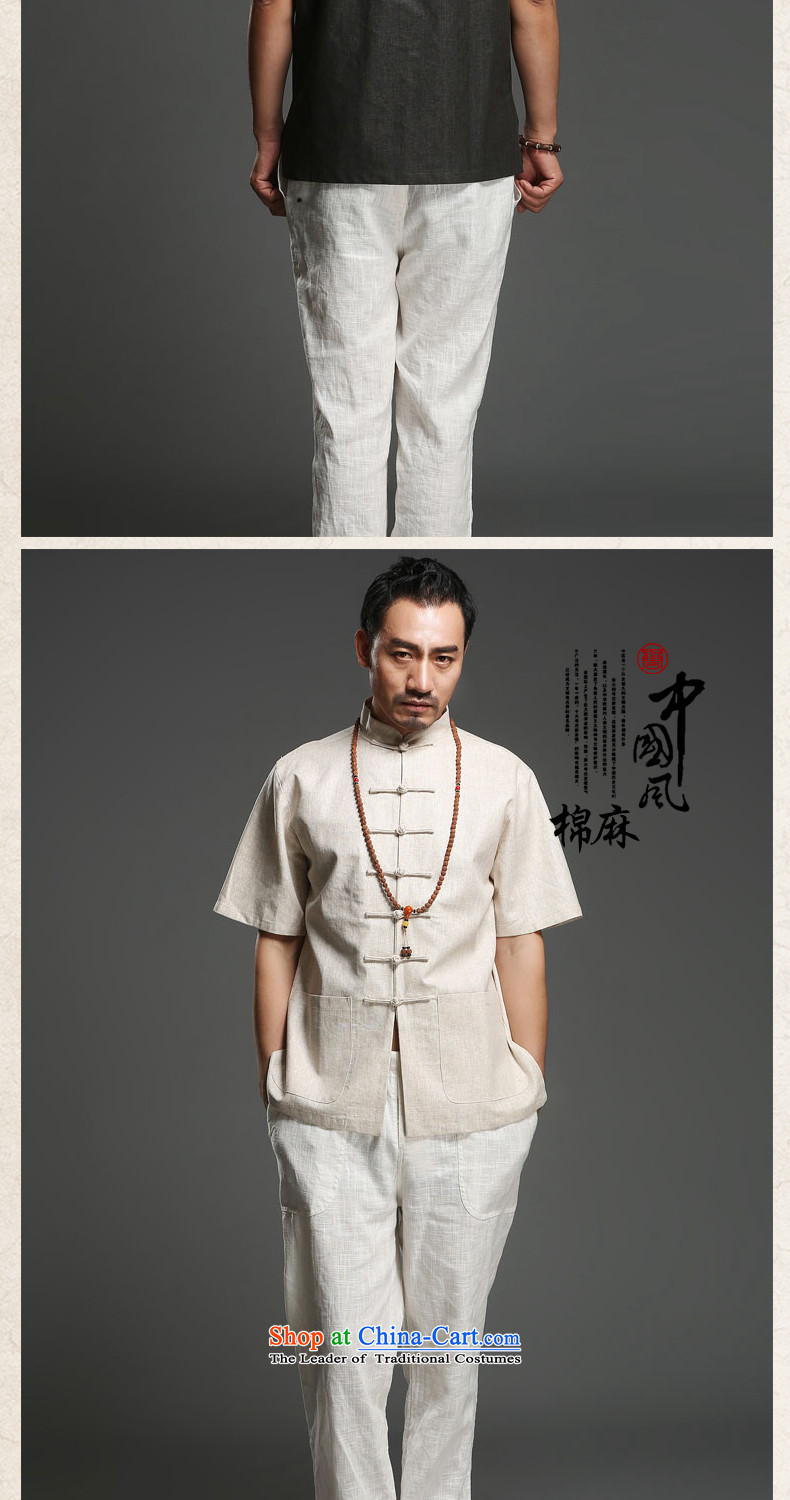 Renowned China wind men cotton linen short-sleeved Tang dynasty improved Tang Dynasty Chinese men of pure colors of ethnic summer blouses light gray large (175)Picture, prices, brand platters! The elections are supplied in the national character of distribution, so action, buy now enjoy more preferential! As soon as possible.