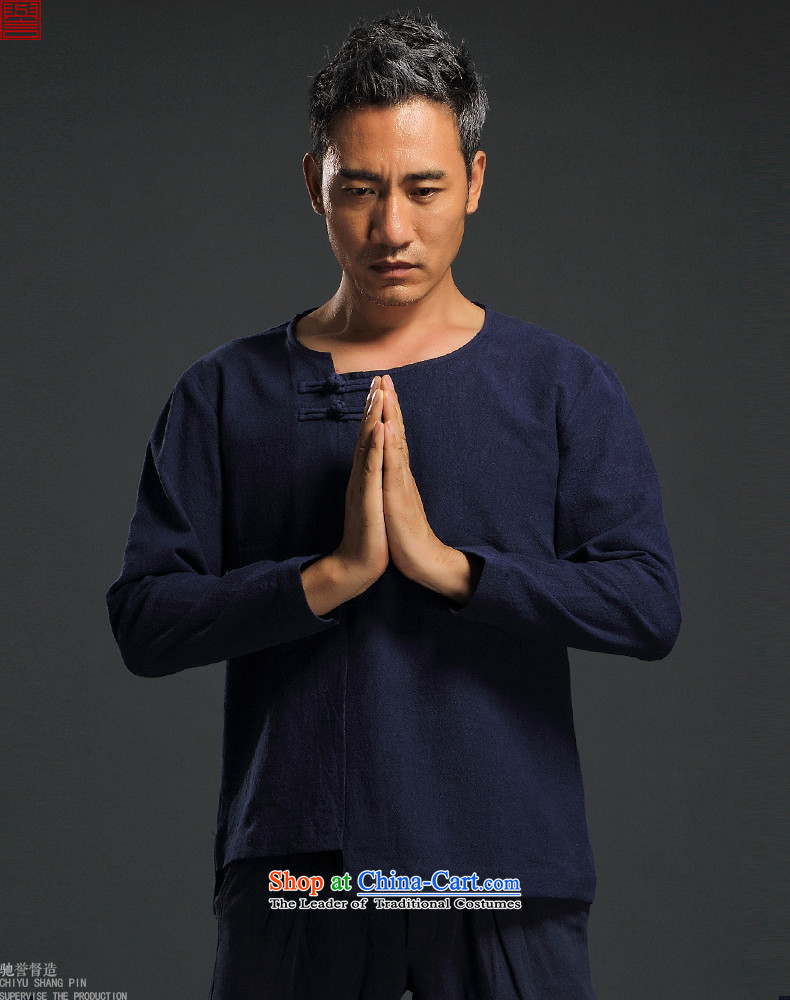 Renowned China wind men's shirts, long-sleeved men Chinese tunic plain manual tray detained men in summer and autumn replace Han-T-shirt improved national costumes Tang dynasty blue XXXL picture, prices, brand platters! The elections are supplied in the national character of distribution, so action, buy now enjoy more preferential! As soon as possible.