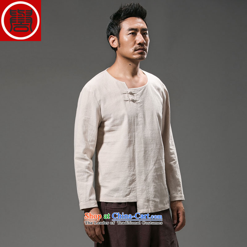Renowned China wind men's shirts, long-sleeved men Chinese tunic plain manual tray detained men in summer and autumn replace Han-T-shirt improved national costumes Tang dynasty blue XXXL, renowned (CHIYU) , , , shopping on the Internet