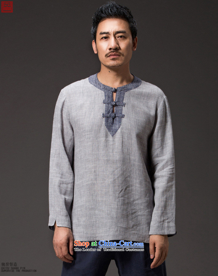 Renowned China wind men short-sleeved T-shirt with round collar tray clip cotton linen collar leisure retro Men's Shirt Han-ju (2XL) Light Gray Photo, prices, brand platters! The elections are supplied in the national character of distribution, so action, buy now enjoy more preferential! As soon as possible.