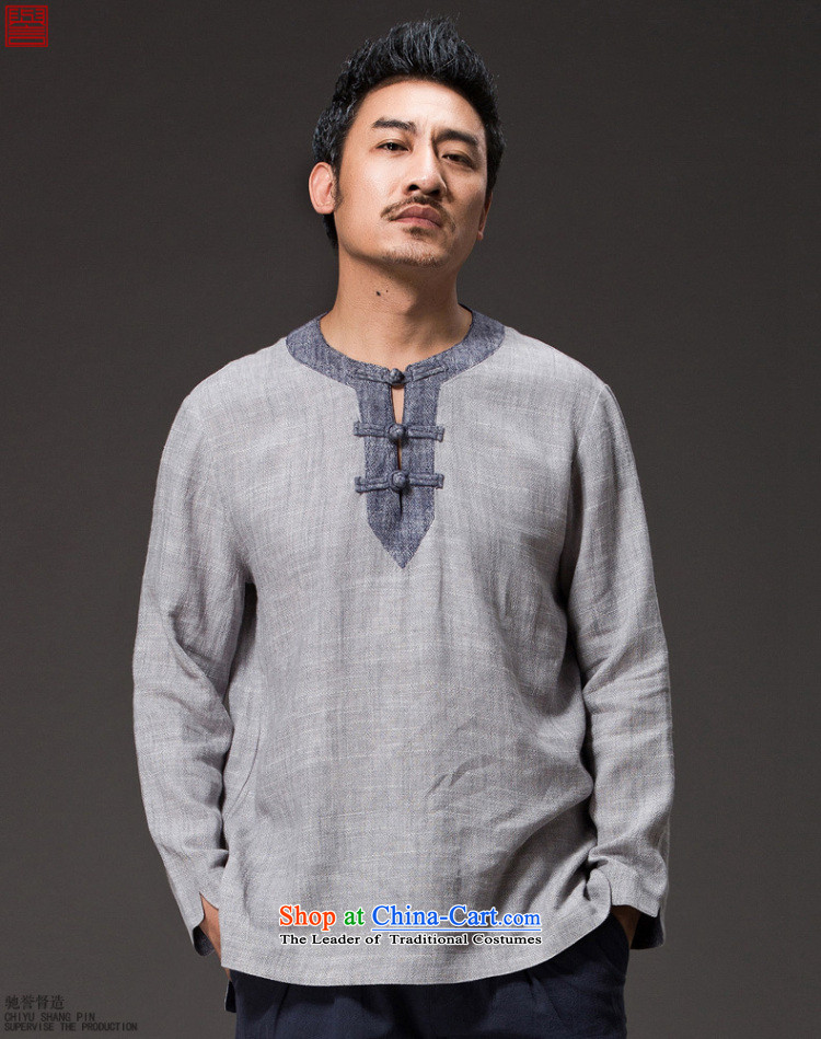 Renowned China wind men short-sleeved T-shirt with round collar tray clip cotton linen collar leisure retro Men's Shirt Han-ju (2XL) Light Gray Photo, prices, brand platters! The elections are supplied in the national character of distribution, so action, buy now enjoy more preferential! As soon as possible.