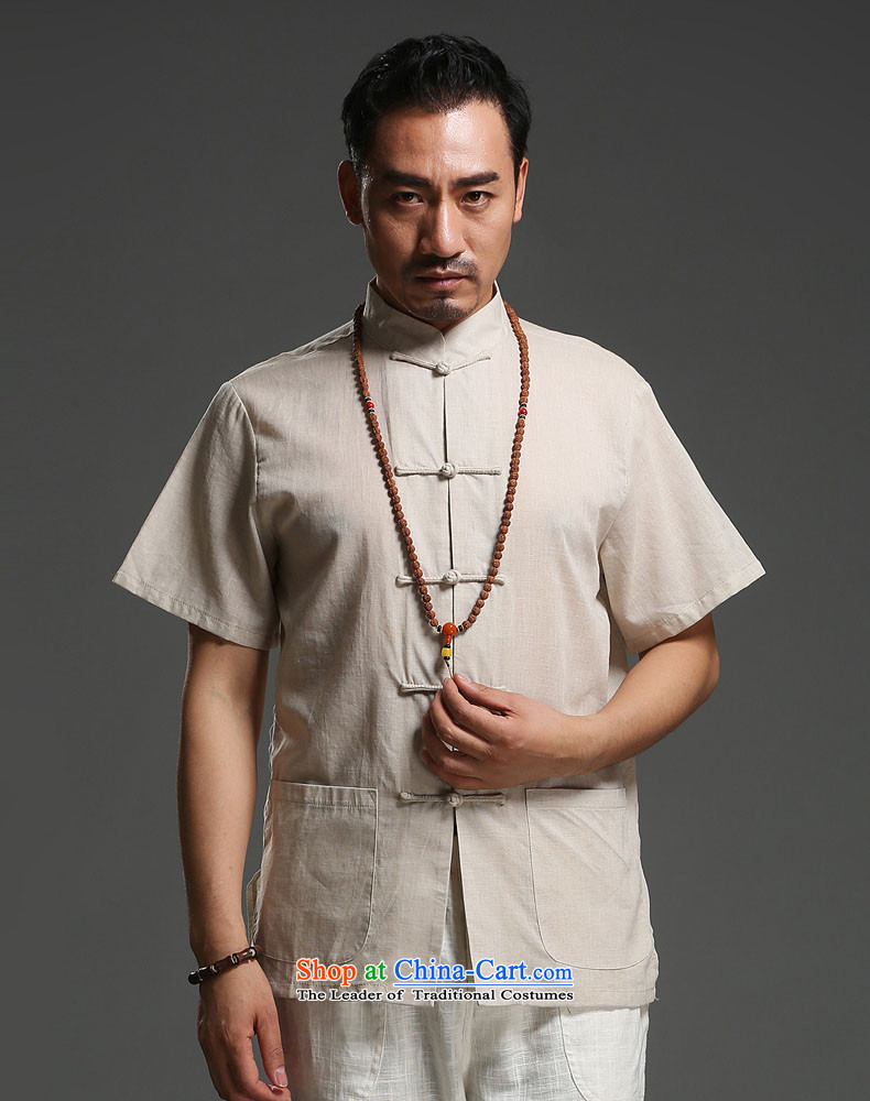 Renowned Tang Dynasty Men's Mock-Neck men casual cotton linen short-sleeved men pure color Tang dynasty breathable T-shirt for summer New Light Gray Movement (185)Where the picture, prices, brand platters! The elections are supplied in the national character of distribution, so action, buy now enjoy more preferential! As soon as possible.