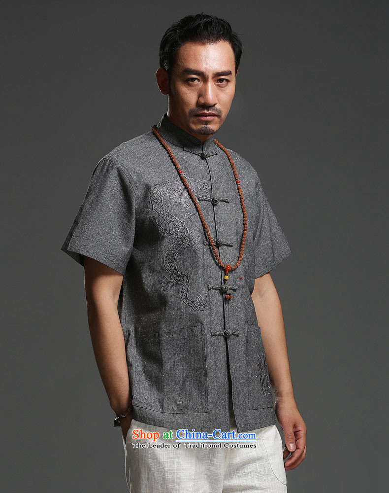 Renowned Tang replacing men short-sleeved cotton linen 2014 new dragon design Tang dynasty summer breathable T-shirt, brown national costumes movement (185)Where the picture, prices, brand platters! The elections are supplied in the national character of distribution, so action, buy now enjoy more preferential! As soon as possible.