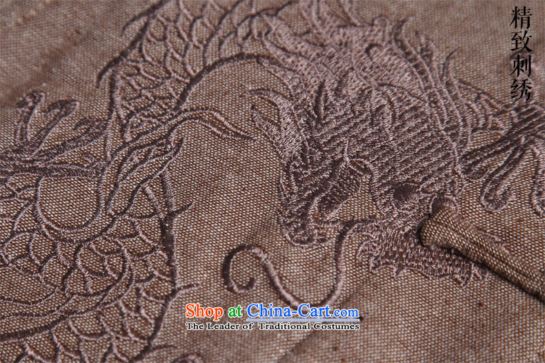 Renowned Tang replacing men short-sleeved cotton linen 2014 new dragon design Tang dynasty summer breathable T-shirt, brown national costumes movement (185)Where the picture, prices, brand platters! The elections are supplied in the national character of distribution, so action, buy now enjoy more preferential! As soon as possible.