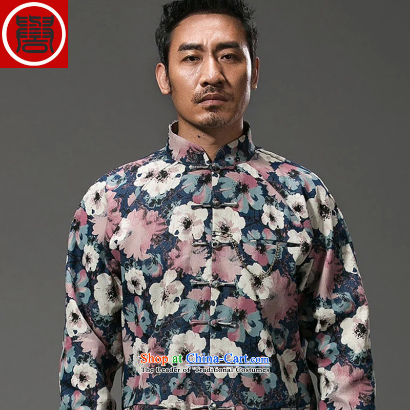 Renowned China wind suit male stylish decorated in stamp Tang long-sleeved collar disc detained during the spring and autumn jacket abounds Chinese improved jumbo XXL
