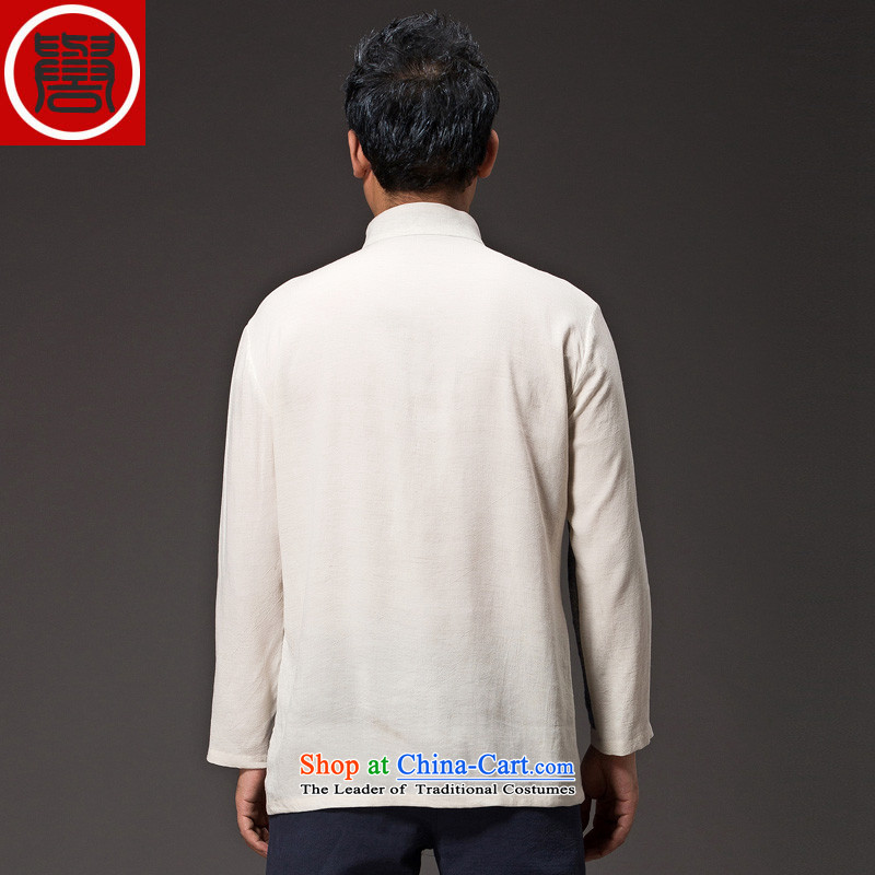 Renowned China wind Cheongsams Men long-sleeved shirt Sau San Chinese linen Men's Shirt clip and the Spring and Autumn period is light gray T-shirt, renowned (CHIYU (3XL),) , , , shopping on the Internet