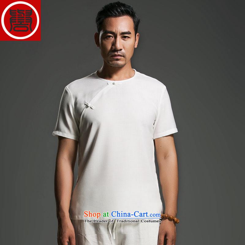 China wind men's summer linen disc detained round-neck collar short-sleeved swashplate detained Korean male personality m Yellow (3XL), movement (CHIYU renowned shopping on the Internet has been pressed.)