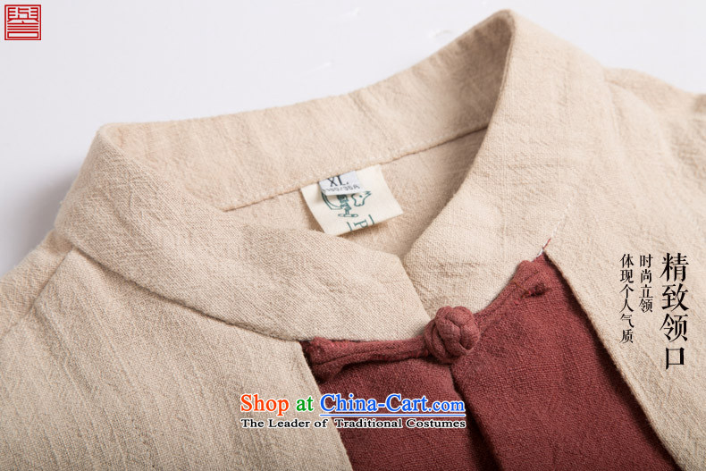 Renowned Chinese Wind leave two Sau San Men long-sleeved shirt with flax spell color autumn tray clip Mock-Neck Shirt, red-and-white picture, price movement (3XL) platters, brand! The elections are supplied in the national character of distribution, so action, buy now enjoy more preferential! As soon as possible.