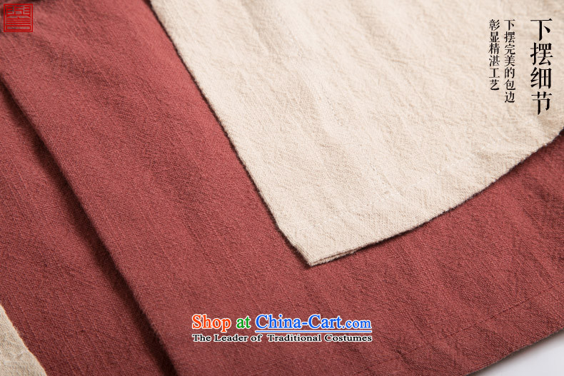 Renowned Chinese Wind leave two Sau San Men long-sleeved shirt with flax spell color autumn tray clip Mock-Neck Shirt, red-and-white picture, price movement (3XL) platters, brand! The elections are supplied in the national character of distribution, so action, buy now enjoy more preferential! As soon as possible.