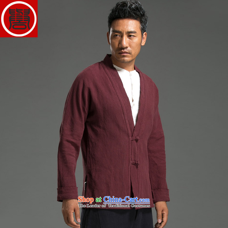 Renowned China wind men fall long-sleeved sweater Tang dynasty male cardigan linen coat leisure national sentiment Chinese tea service Han-T-shirt dark blue XL, renowned (CHIYU) , , , shopping on the Internet