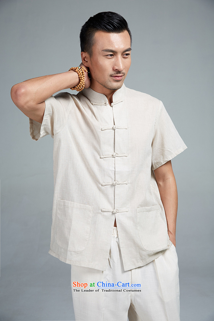 De Fudo cicada wing summer new cotton linen short-sleeved manually drive Tang dynasty men detained young people