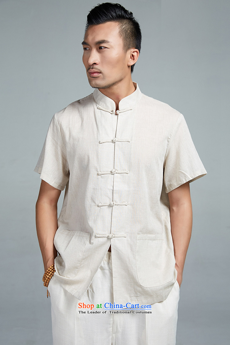 De Fudo cicada wing summer new cotton linen short-sleeved manually drive Tang dynasty men detained young people