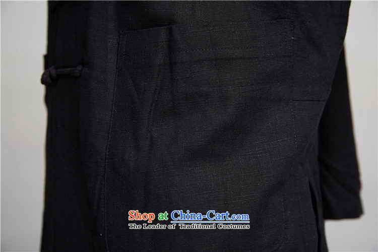De Fudo Xuanwu  100% linen long-sleeved Chinese 4.5-60s Ma Lin Shoulder 7 tie summer Tang China Wind Jacket men Chinese clothing black 46/L picture, prices, brand platters! The elections are supplied in the national character of distribution, so action, buy now enjoy more preferential! As soon as possible.