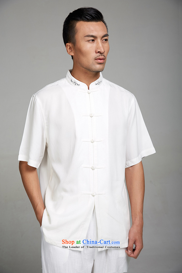 Fudo De Lin white 2015 new 100% TENCEL summer men Tang dynasty short-sleeved ethnic upscale embroidery Chinese clothing XXXL white picture, prices, brand platters! The elections are supplied in the national character of distribution, so action, buy now enjoy more preferential! As soon as possible.