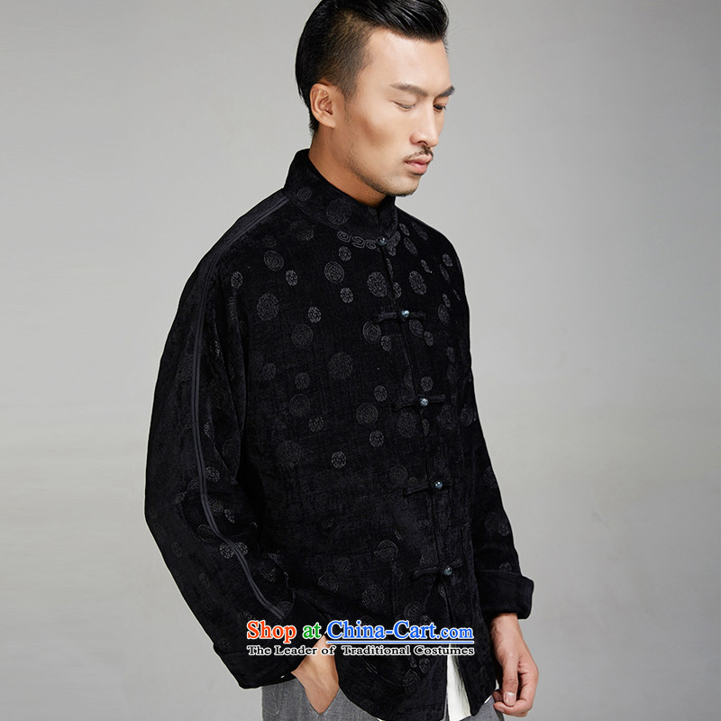 Fudo De Yu Fu  2015 Autumn Chinese Wind Men's Jackets middle-aged men Tang dynasty personality embroidery disc detained leisure even black circle XXXL, shoulder jacket de fudo shopping on the Internet has been pressed.