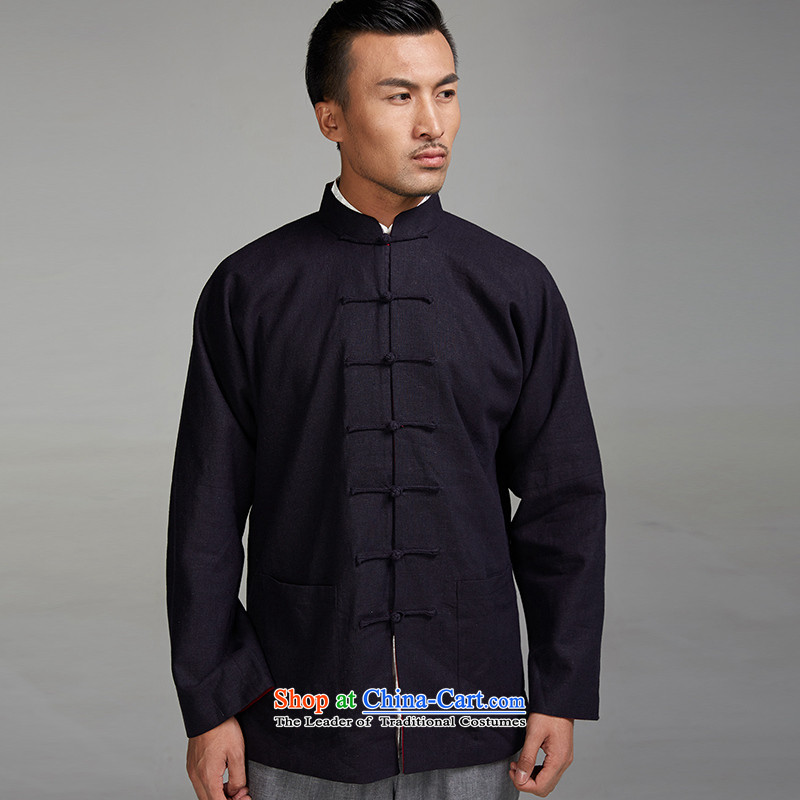 Fudo Zen Day de 2015 New Tang dynasty traditional style linen reversible shoulder even long-sleeved thick durable Dark Blue + rocketed to Chinese clothing XXXL, de fudo shopping on the Internet has been pressed.