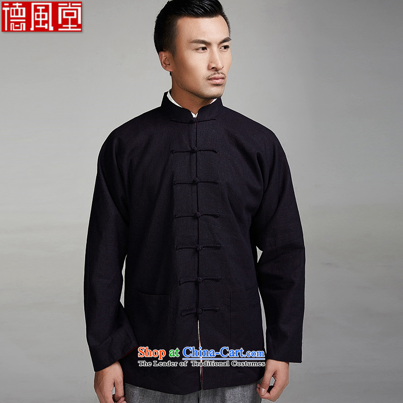 Fudo Zen Day de 2015 New Tang dynasty traditional style linen reversible shoulder even long-sleeved thick durable Dark Blue + rocketed to Chinese clothing XXXL, de fudo shopping on the Internet has been pressed.