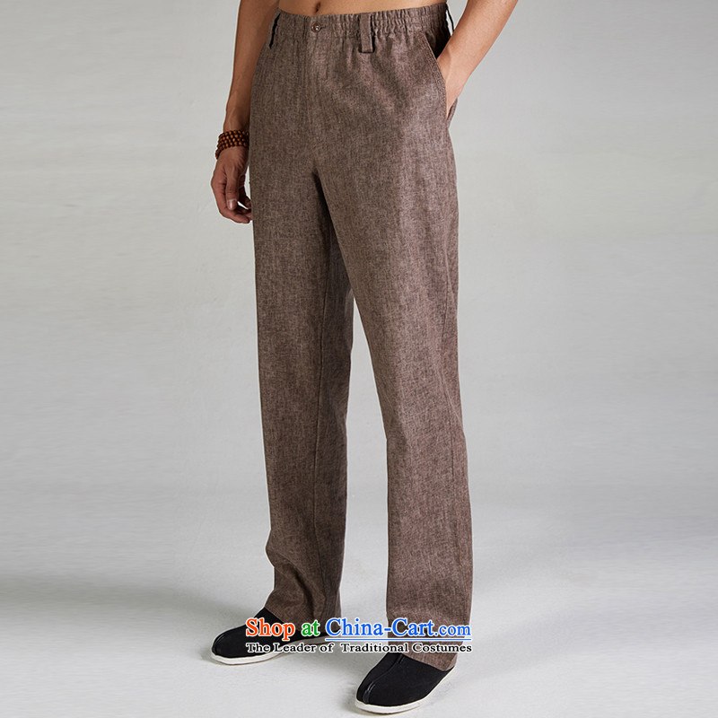 De Fudo Atsuyuki 2015 new spring and fall cotton linen Tang dynasty men casual pants elastic waist men's trousers, Straight Legged pants breathable Chinese clothing card XXXL, its de fudo shopping on the Internet has been pressed.