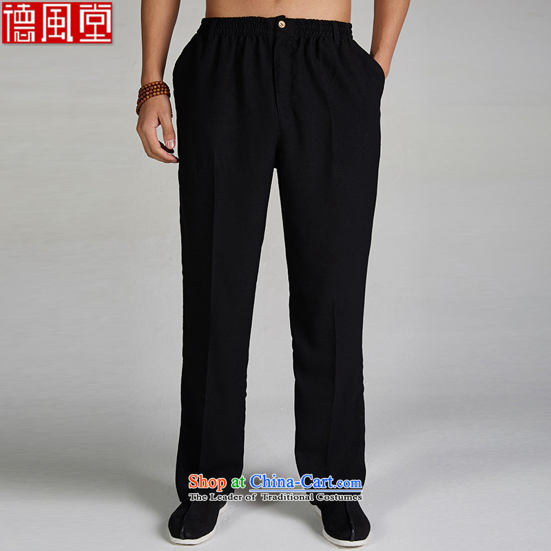 Fudo de 2015 Chinese men in the wind cotton linen trousers jogging summer leisure stay trousers elasticated trousers China wind Chinese clothing black XXL, de fudo shopping on the Internet has been pressed.