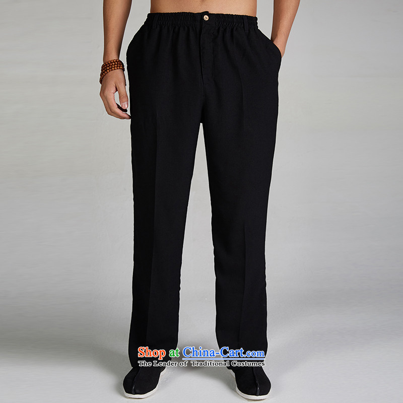Fudo de 2015 Chinese men in the wind cotton linen trousers jogging summer leisure stay trousers elasticated trousers China wind Chinese clothing black XXL, de fudo shopping on the Internet has been pressed.
