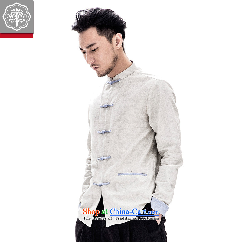 To replace the long-sleeved Tang tree cotton linen coat Chinese men loose male Han-improved spring China wind ma gray 175/L, EYENSREE Tree (Context) , , , shopping on the Internet