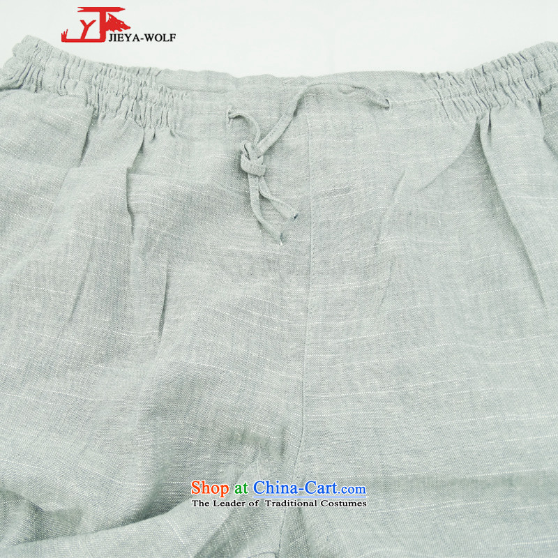- Wolf JIEYA-WOLF, New Tang dynasty men's short-sleeved spring, summer, autumn and recreational sport trousers pockets of four flax Tai Chi Man 4 light gray pants pocket 170/M,JIEYA-WOLF,,, shopping on the Internet