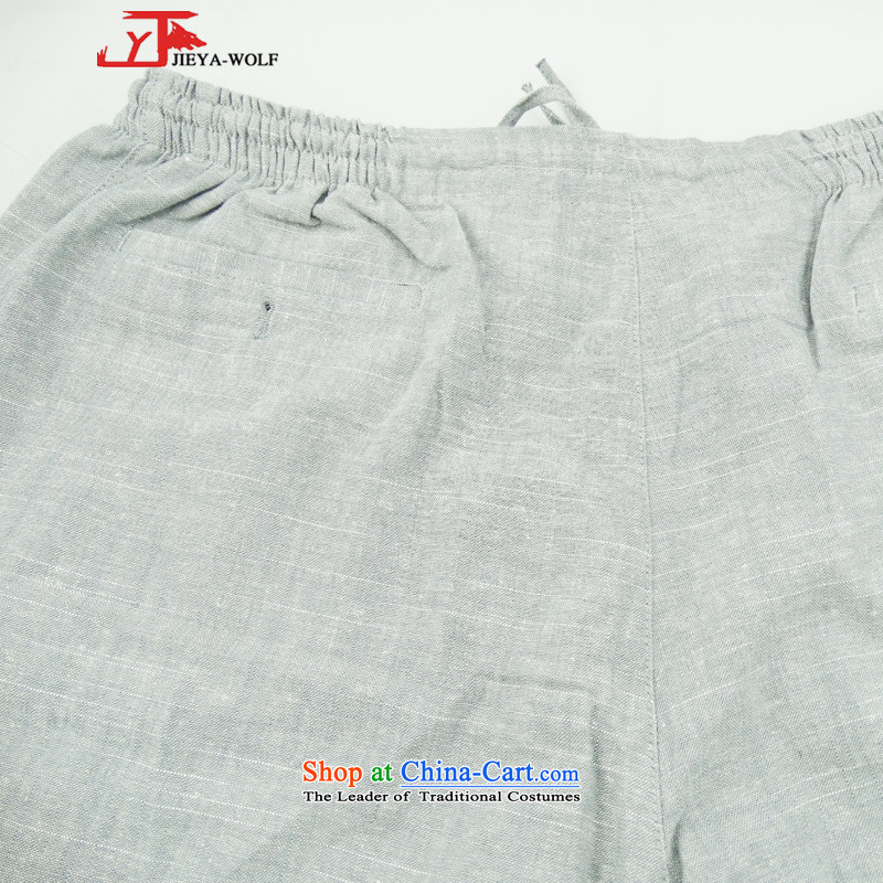 - Wolf JIEYA-WOLF, New Tang dynasty men's short-sleeved spring, summer, autumn and recreational sport trousers pockets of four flax Tai Chi Man 4 light gray pants pocket 170/M,JIEYA-WOLF,,, shopping on the Internet