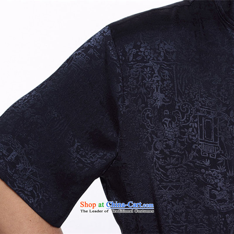 Rollet HIV from older men short-sleeved larger men summer retro China wind her father, middle-aged men pure color blue Tang dynasty XL, HIV (AICAROLINA ROLLET) , , , shopping on the Internet
