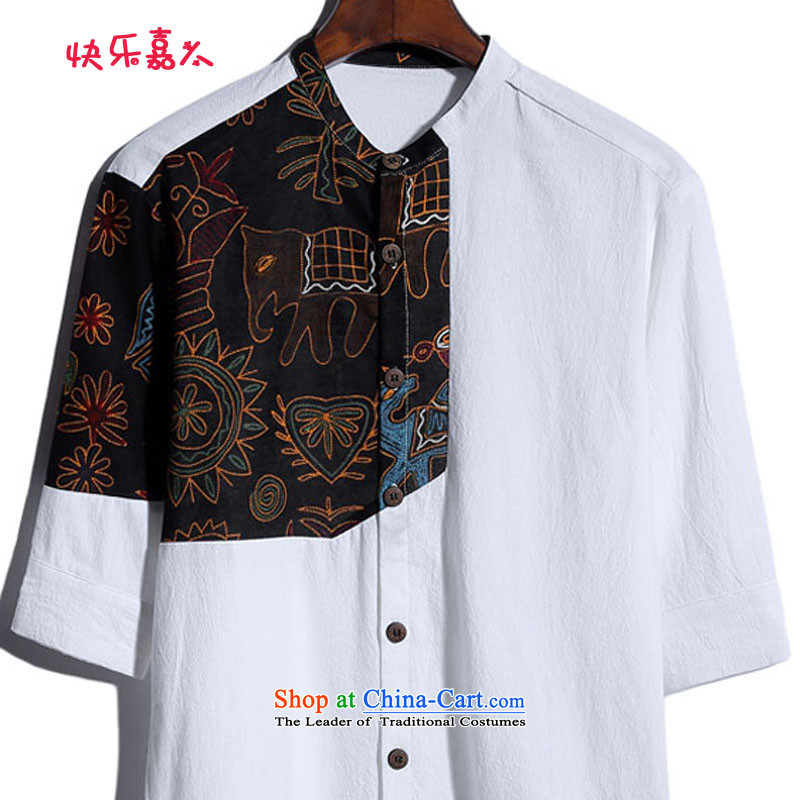 Happy Ka Man China Wind/7 to the maximum number of linen in his shirt-sleeves DC6801 White M happy Ka Man , , , shopping on the Internet