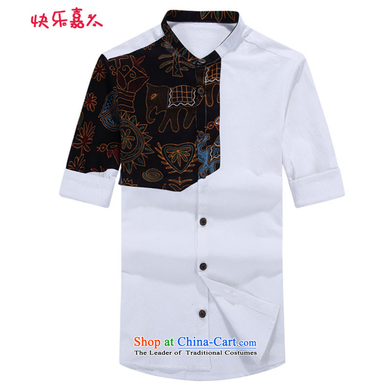 Happy Ka Man China Wind/7 to the maximum number of linen in his shirt-sleeves DC6801 White M happy Ka Man , , , shopping on the Internet
