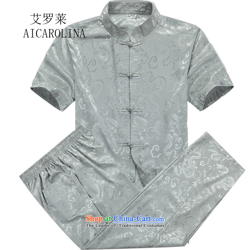 Hiv middle-aged men Rollet Tang Dynasty Short-Sleeve Mock-Neck package for older men summer blouses leisure Tang Dynasty Package XXXL, gray tsing lai (AICAROLINA AYRAUD) , , , shopping on the Internet