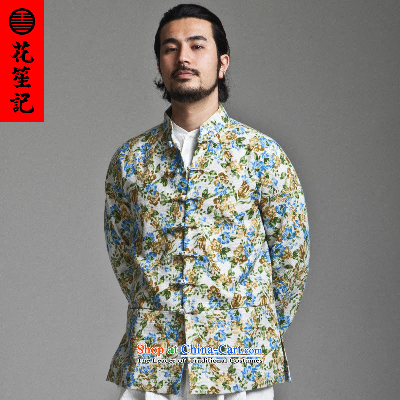 His Excellency flower note China wind Dili Mong flowers to Tang dynasty Men's Mock-Neck Sau San disk deduction Chinese long-sleeved jacket and blue floral cotton flowers Sheng (165/80A, HUSENJI) , , , shopping on the Internet