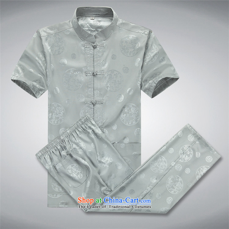 Hiv Rollet summer new national costumes Tang dynasty middle-aged short-sleeve kit short-sleeved shirt gray suit XXXL picture, prices, brand platters! The elections are supplied in the national character of distribution, so action, buy now enjoy more preferential! As soon as possible.