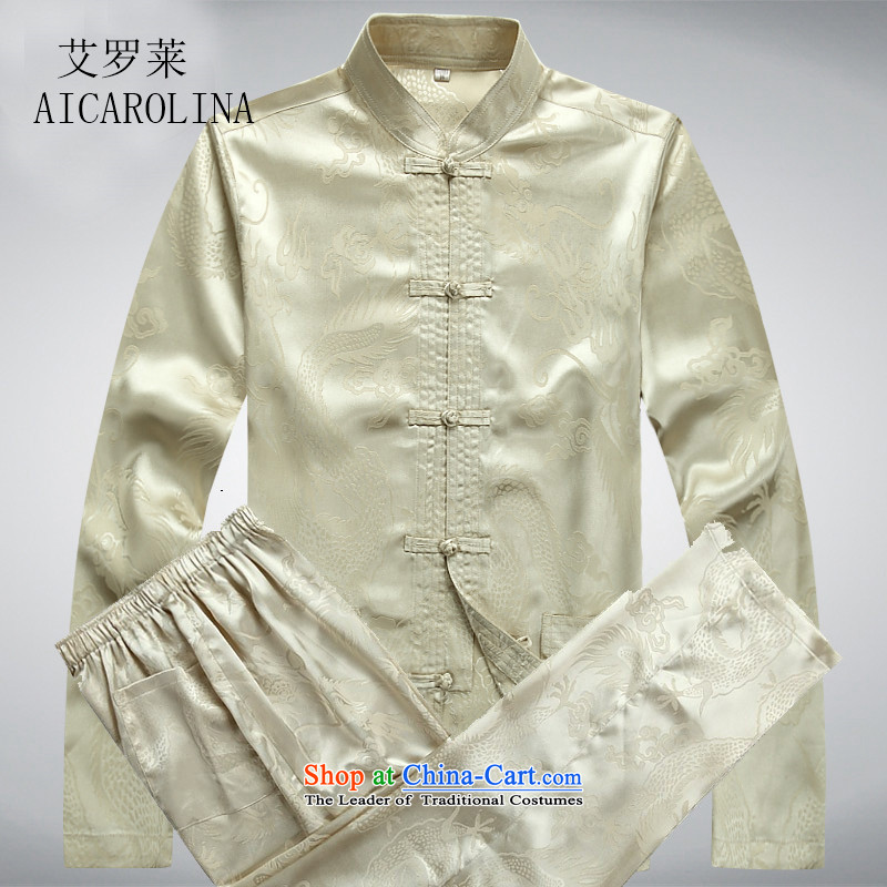 Rollet HIV in the spring and autumn of older men Tang dynasty long-sleeved T-shirt Kit Chinese middle-aged men and leisure services ball-beige kit M HIV ROLLET (AICAROLINA) , , , shopping on the Internet