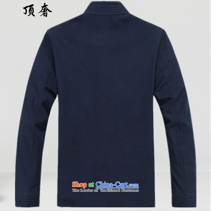 Top Luxury elderly men loaded autumn clothes older persons Tang Jacket coat disk port blue liberal Chinese cotton wedding dresses in the life of older men and a long-sleeved Tang dynasty 8801) 185, blue T-shirt top luxury shopping on the Internet has been