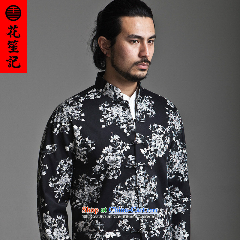 His Excellency flower note China wind Dili Mong flowers to Tang dynasty Men's Mock-Neck long-sleeved jacket Chinese men's Sau San stylish black XL, Flower Basket Sheng (HUSENJI) , , , shopping on the Internet