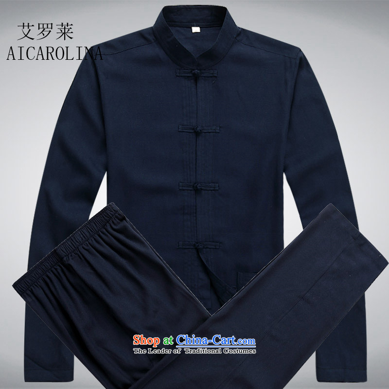 Hiv Rollet China wind men Tang Dynasty Package and long-sleeved sweater in Spring and Autumn Chinese Han-male cheongsams dark blue kit M HIV ROLLET (AICAROLINA) , , , shopping on the Internet