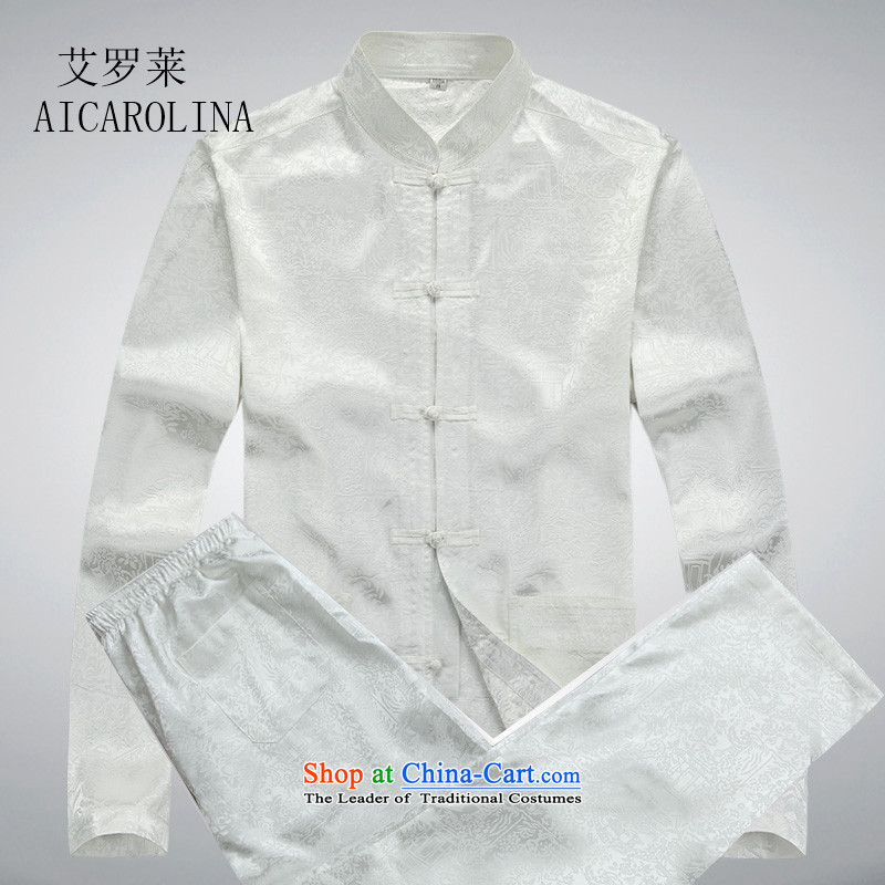 Hiv Rollet men Tang dynasty long-sleeved kit national costumes large load dad middle-aged China wind Chinese clothing White Kit , L, HIV (AICAROLINA ROLLET) , , , shopping on the Internet