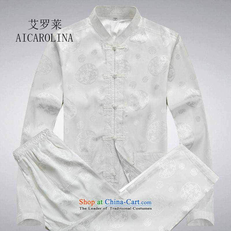 Hiv Rollet 2015 New China wind long-sleeved middle-aged men Tang dynasty round Dragon Chinese Suite white long-sleeved kit XXL, HIV ROLLET (AICAROLINA) , , , shopping on the Internet
