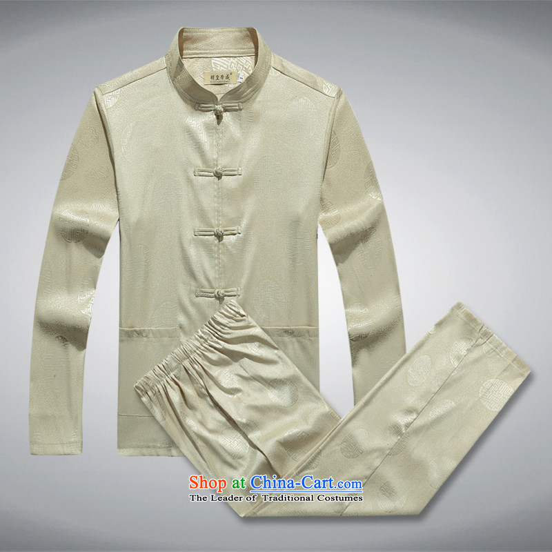 Ming Emperor Wei men in summer long-sleeved Tang older father boxed long-sleeved Chinese shirt clip China wind up manually men Millennium Tong Ming Emperor Wei beige 170, , , , shopping on the Internet