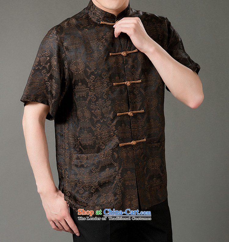 2015 Summer silk men Tang dynasty men of older persons in the short-sleeved blouses and stylish grandpa summer Beas Men Sauna silk collar short-sleeved Chinese Pouch cloud yarn brown XL/180 picture, prices, brand platters! The elections are supplied in the national character of distribution, so action, buy now enjoy more preferential! As soon as possible.