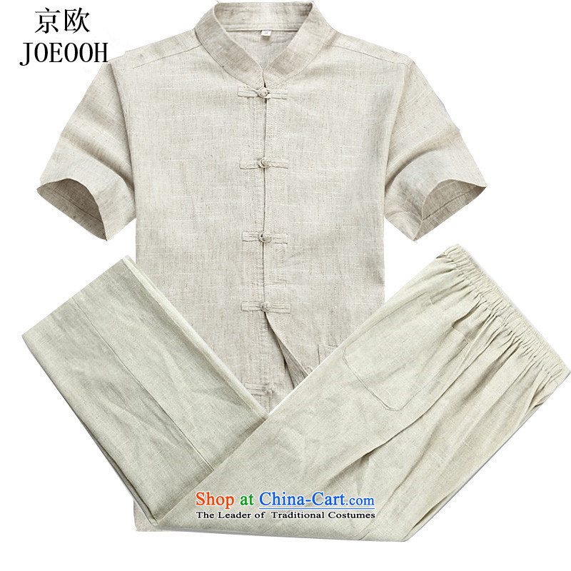 Beijing 2015 Summer in Europe older men's larger ma short-sleeved Tang Dynasty Package Boxed men aged father Tang dynasty and beige Kit , M, Putin (JOE OOH) , , , shopping on the Internet