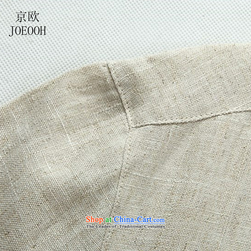 The elderly in the OSCE Kyung Tang Dynasty Package and long-sleeved linen tray clip cotton linen shirt men t-shirt with beige Tang dynasty DAD package , Putin (JOE OOH) , , , shopping on the Internet
