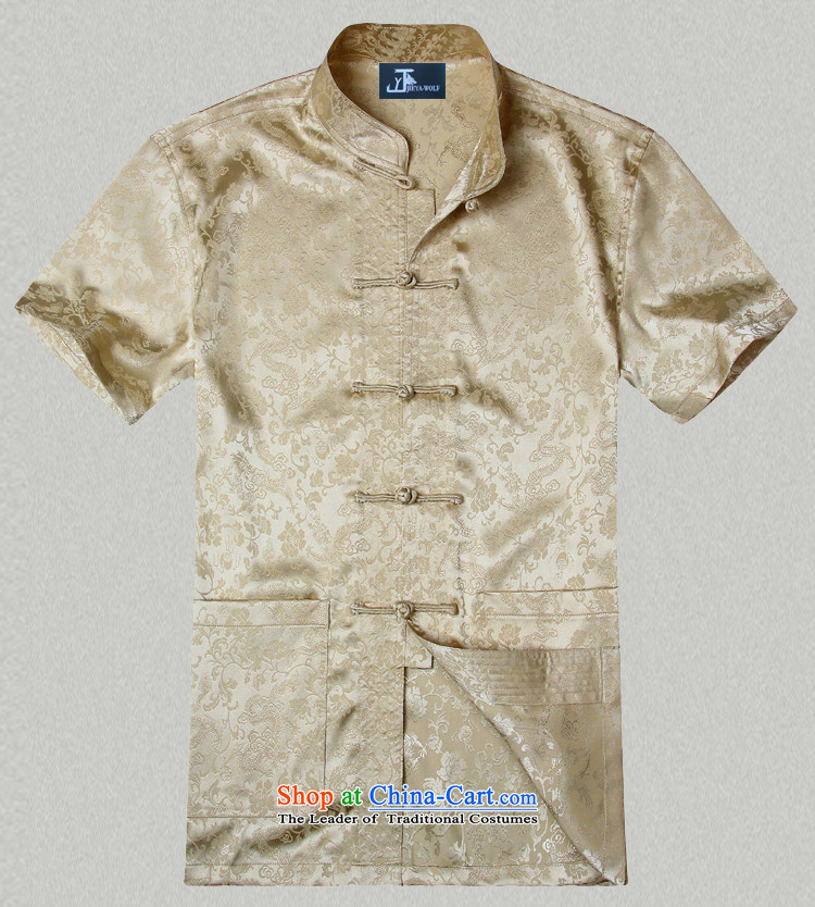 - Wolf JIEYA-WOLF, New Package Tang dynasty men's short-sleeved summer advanced silk lung to solid color handcrafted Disk Port, M yellow set of Tai Chi 175/L picture, prices, brand platters! The elections are supplied in the national character of distribution, so action, buy now enjoy more preferential! As soon as possible.